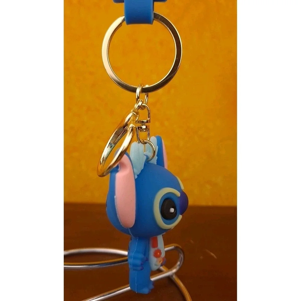Lilo & Stitch With‎ Lei Yellow Glasses 3D PVC Keychain Keyring Backpack Clip 8
